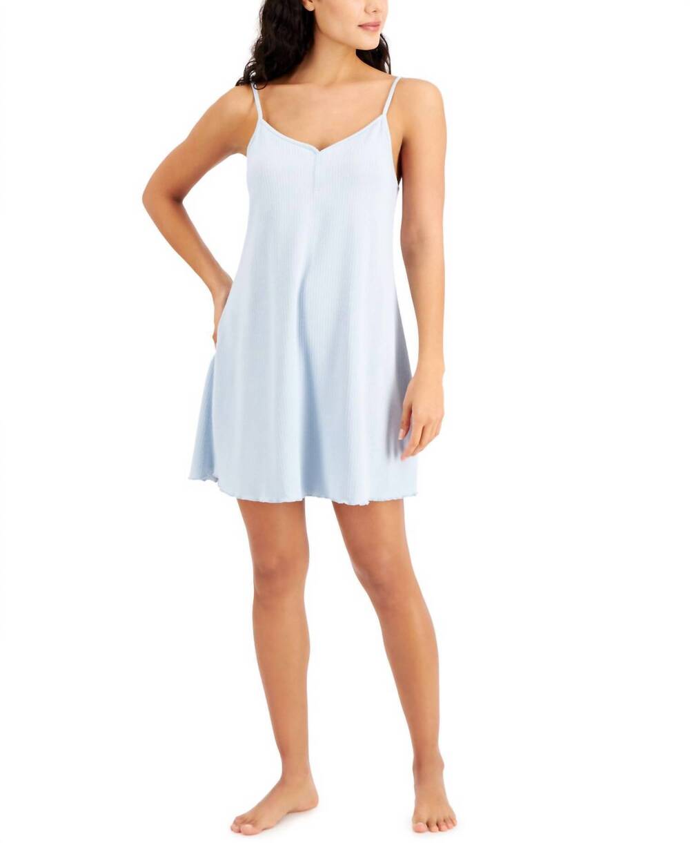 NEW JENNI BY JENNIFER MOORE ribbed short nightgown in calming blue
